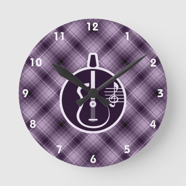 Horloge Ronde Guitare acoustique pourpre (Recto)