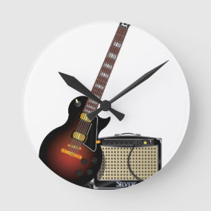 Horloge Ronde Guitare électronique et amplificateur