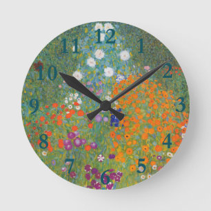 Horloge Ronde Gustav Klimt Fleur Jardin Cottage Nature
