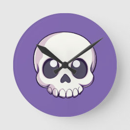 Horloge Ronde Halloween au crâne de caricature mignon
