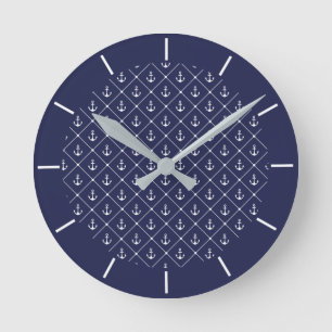 Horloge Ronde Hamptons Beach et Lake House Ancres nautiques
