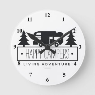 Horloge Ronde Happy Campers Funny Retirement RV Retired RVer