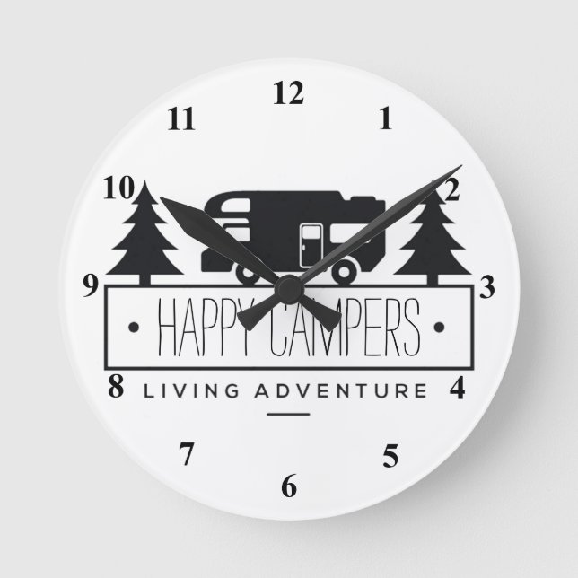 Horloge Ronde Happy Campers | Funny Retirement RV Retired RVer (Recto)