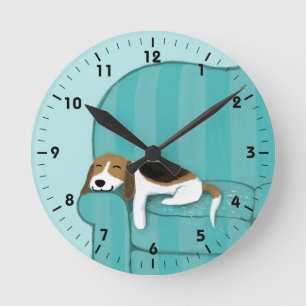 Horloge Ronde Happy Canapé Beagle - Joli Chien Chien Chien Conc