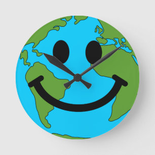 Horloge Ronde Happy Earth Face Wall Clock