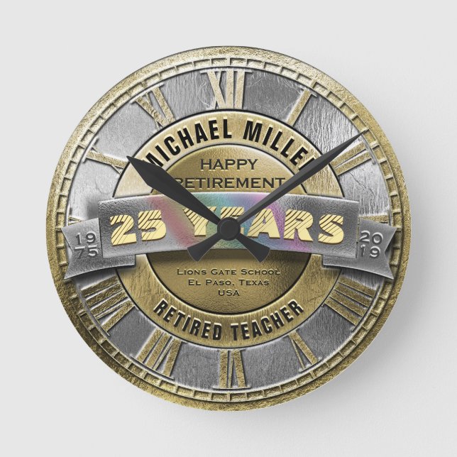 Horloge Ronde Happy Retirement School Teacher Award (Recto)