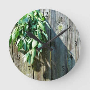 Horloge Ronde Herbes boho rustiques Bois de corne