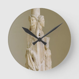 Horloge Ronde Herm triforme de Hecate, sculpture de marbre, pe