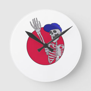 Horloge Ronde Hey Amis Cool et drôle Squelette