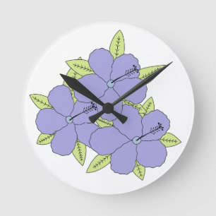 Horloge Ronde Hibiscus lilas