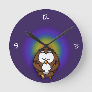 Horloge Ronde hibou du yoga