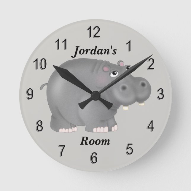 Horloge Ronde Hippopotame mignon de bébé de l'horloge de (Recto)