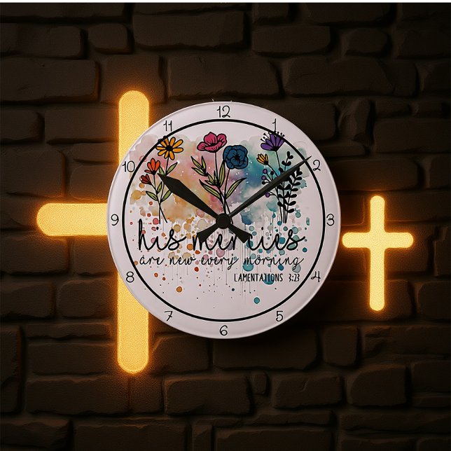 Horloge Ronde His Mercies Are New Every Morning Art (Créateur téléchargé)