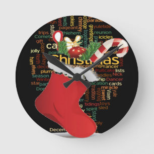 Horloge Ronde HoHo ! Merry Christmas TOXITS et Happy New Year