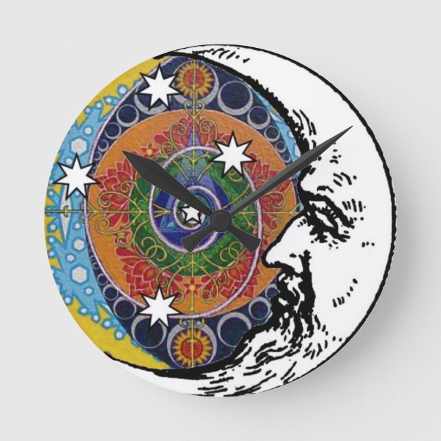 Horloge Ronde Homme dans l'horloge murale de lune (Recto)
