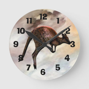 Horloge Ronde Hopping Kangaroo Clock