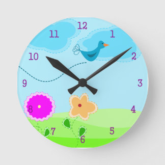 Horloge Ronde Horaires du jardin de printemps mignonnes