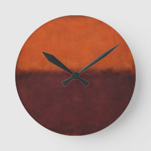 Horloge Ronde Horizon Abstrait Orange Brûlé