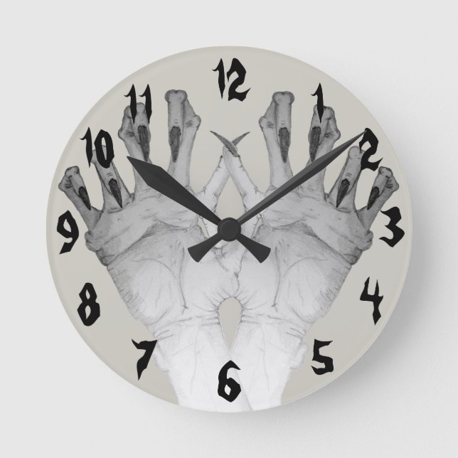 Horloge Ronde horrible mains monstre effrayant (Recto)