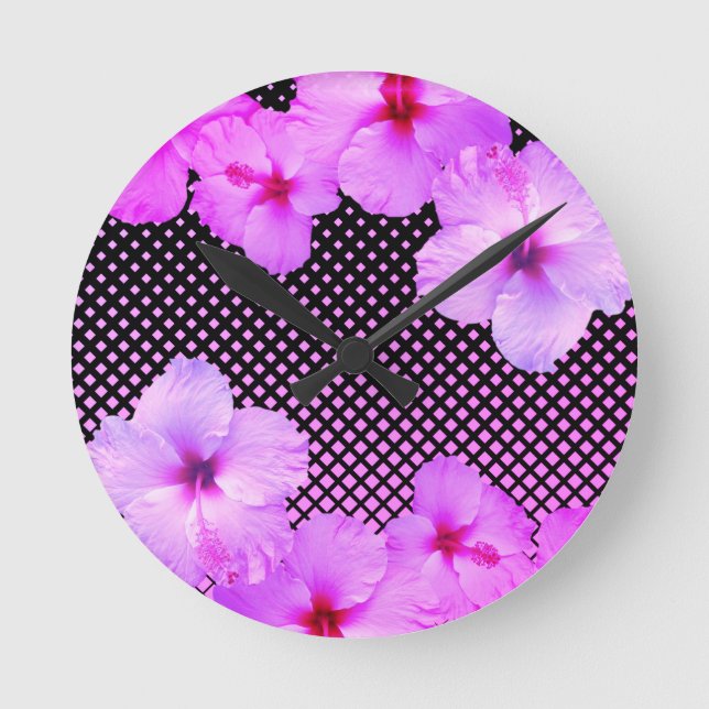 Horloge Ronde Hot Pink Hibiscus (Recto)