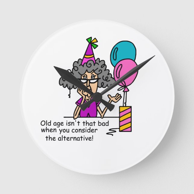 Horloge Ronde Humour alternatif d'anniversaire (Recto)