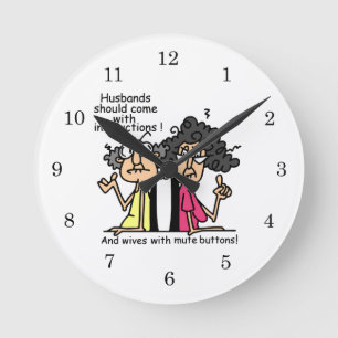 Horloge Ronde Humour d'attitude de maris et d'épouses