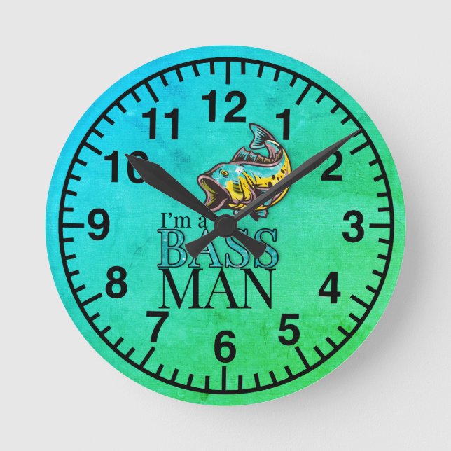 Horloge Ronde Humour drôle de pêche pour l'HOMME BAS (Recto)