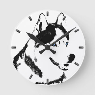 Horloge Ronde Husky Clock Toxits Decor Sled Dog Wall Clock