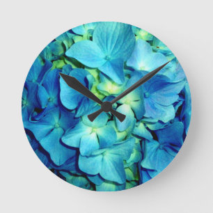 Horloge Ronde Hydrangée bleue