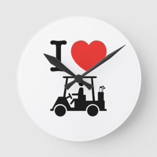Horloge Ronde I chariot de golf de coeur (amour)