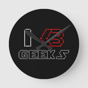Horloge Ronde I Heart Geek ASCII ART