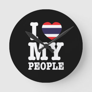 Horloge Ronde I Heart (Love) My Thai People