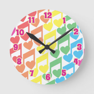 Horloge Ronde I Heart notes and music love