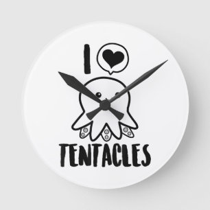 Horloge Ronde I Love Tentacles T-shirt Cute Octopus Tee