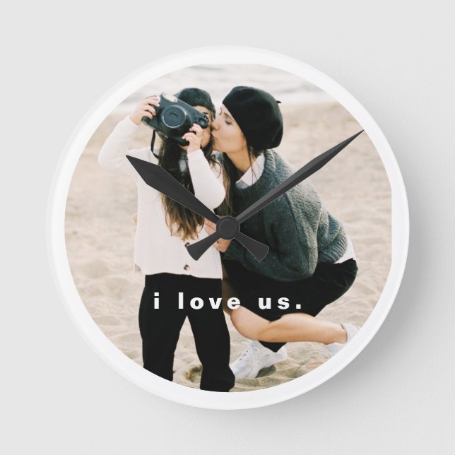 Horloge Ronde I Love Us Modern Family Photo Keepsaké (Recto)