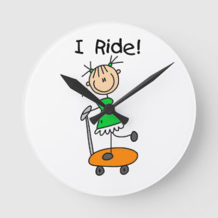 Horloge Ronde I Ride - Girl on Scooter