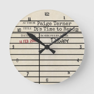 Horloge Ronde "Il est temps de lire" Date d'échéance de la bib
