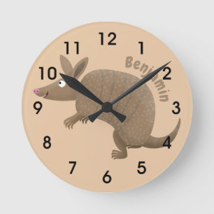Horloge Ronde Illustration amusante de caricature de l'armadillo