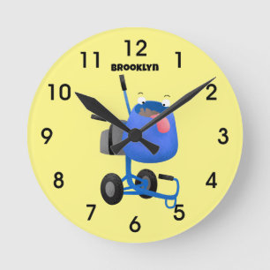 Horloge Ronde Illustration amusante du mélangeur de ciment bleu