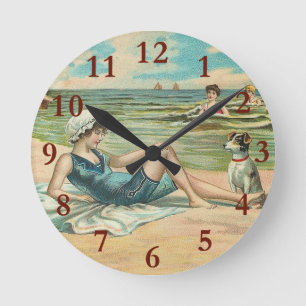 Horloge Ronde Illustration Beachy Antique Seashore
