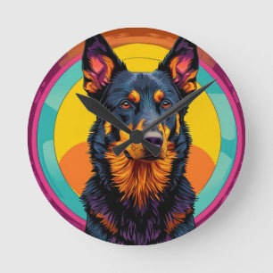 Horloge Ronde Illustration colorée de chien Beauceron