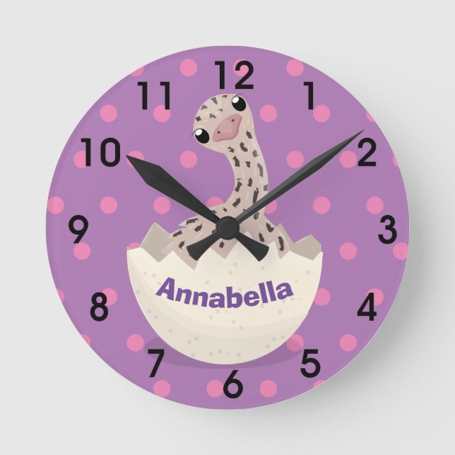 Horloge Ronde Illustration d'autruche pour bébé à couver mignon (Recto)
