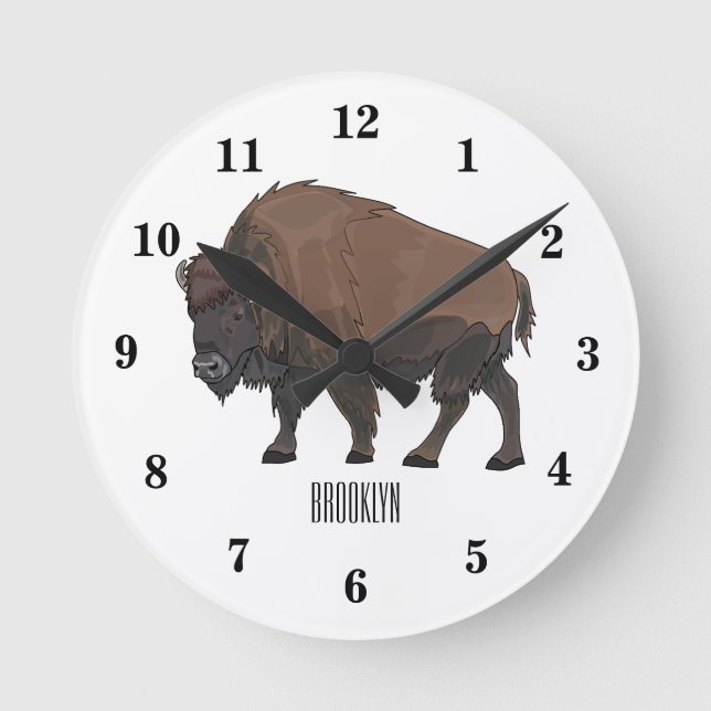 Horloge Ronde Illustration de bison (Recto)