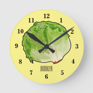 Horloge Ronde Illustration de caricature de laitue