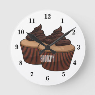 Horloge Ronde Illustration de Cupcake