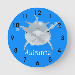 Horloge Ronde Illustration de dauphin mignon et heureux dans un 