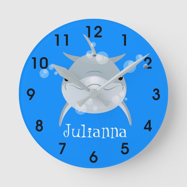 Horloge Ronde Illustration de dauphin mignon et heureux dans un  (Recto)