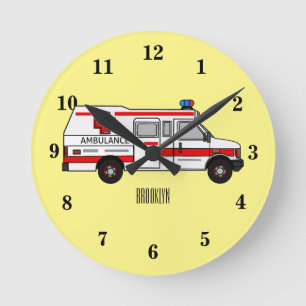 Horloge Ronde Illustration de dessin animé d'ambulance
