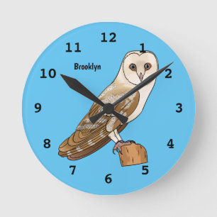 Horloge Ronde Illustration de dessin animé de la chouette grange