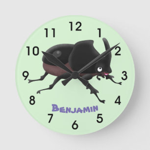 Horloge Ronde Illustration de dessin animé de scarabée rhinocéro